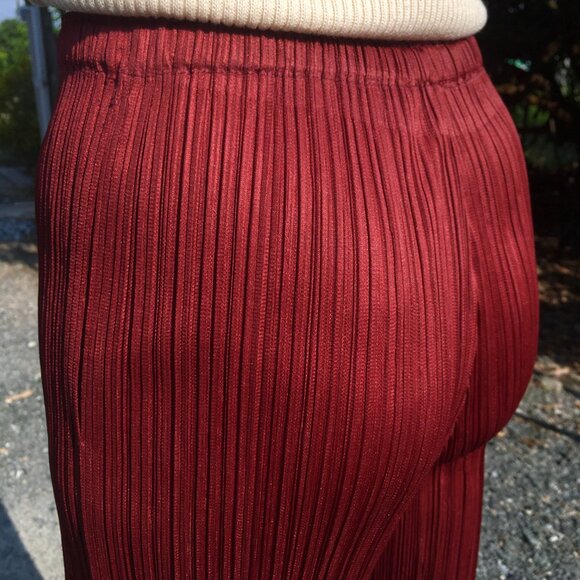 PLEATS PLEASE Issey Miyake Women's Maroon Dark Red Pants Pleated Size 4 S M L - Picture 8 of 9